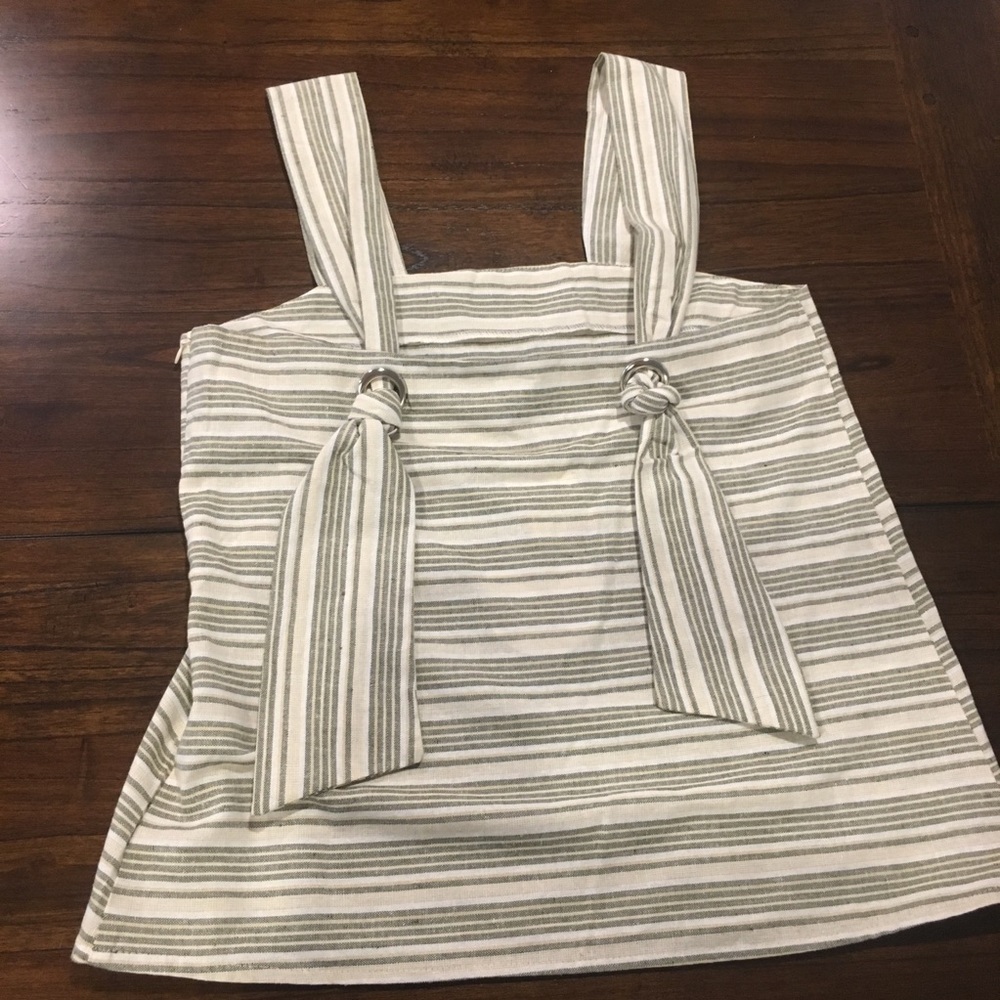 Linen Tank Top with Tie Straps